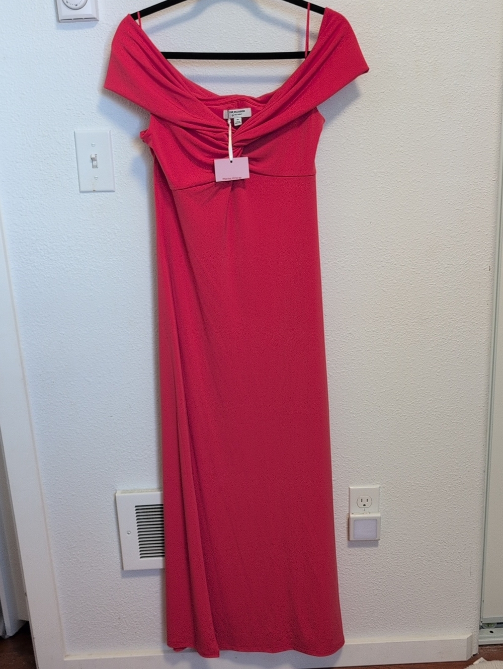 The Occasion By Old Navy Off-Shoulder Maxi Dress in Hot Coral